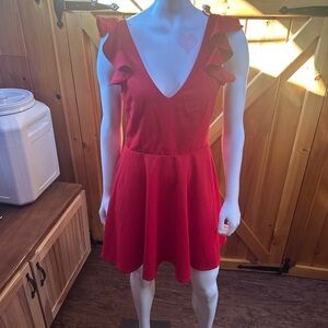 Francesca's Collections Red Mini Dress with Ruffles